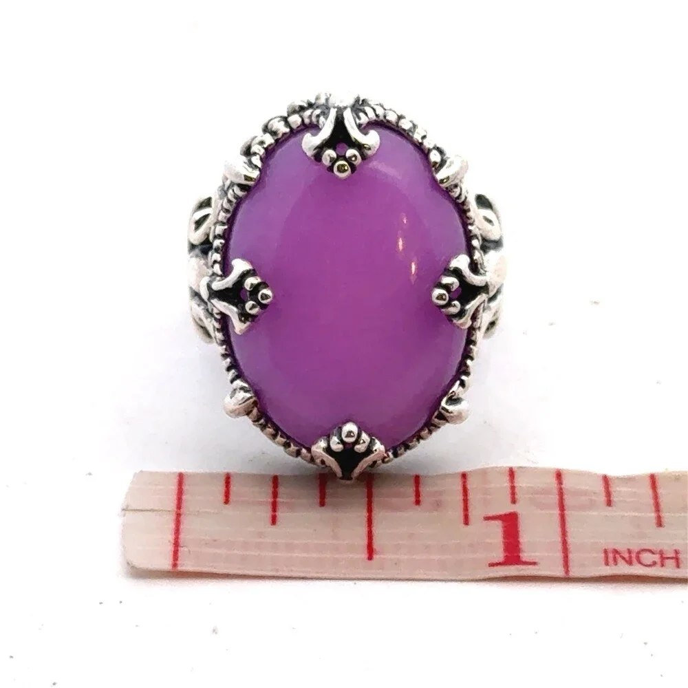 Carolyn Pollack Navajo 925 Sterling Silver Purple Phosphosiderite Statement Ring - Picture 14 of 15